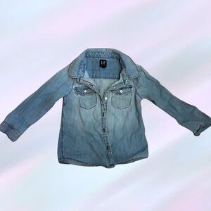 Gap Kids Chambray Denim Button Down Long Sleeve Shirt, 4 Years
